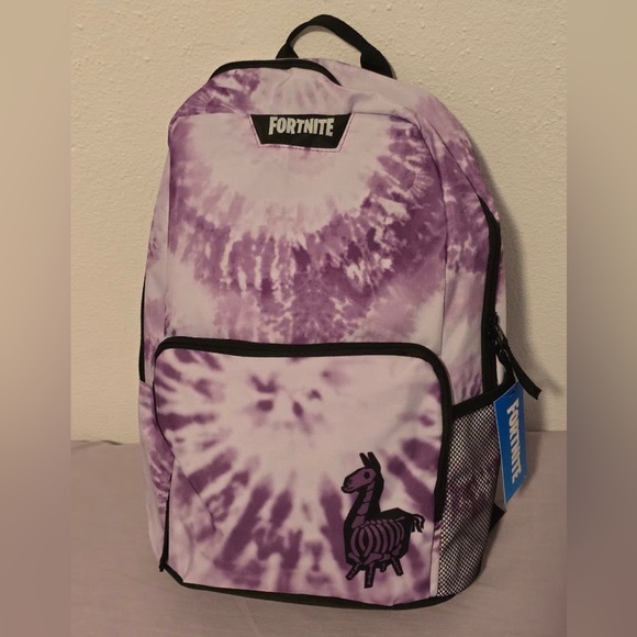 💜🎒 Fortnite Signify Unisex Backpack - Purple/White Tie Dye Llama - Picture 1 of 10